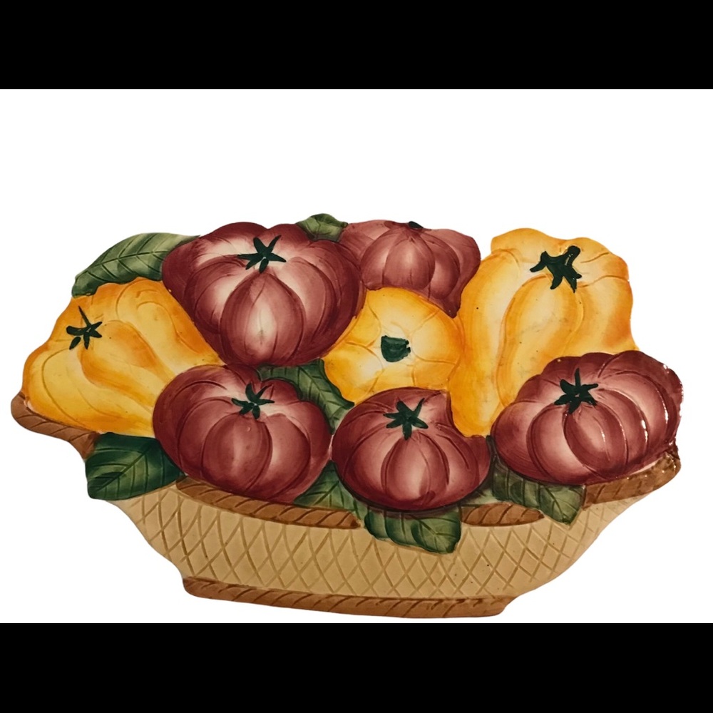 Ceramiche Leonardo Wall Hanging Hot Plate Made in Italy Trivet Tomatoes/Peppers